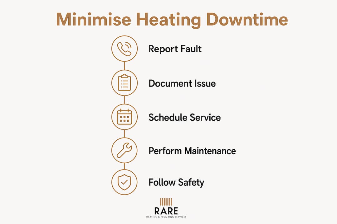 Infographic outlining steps to minimise heating downtime