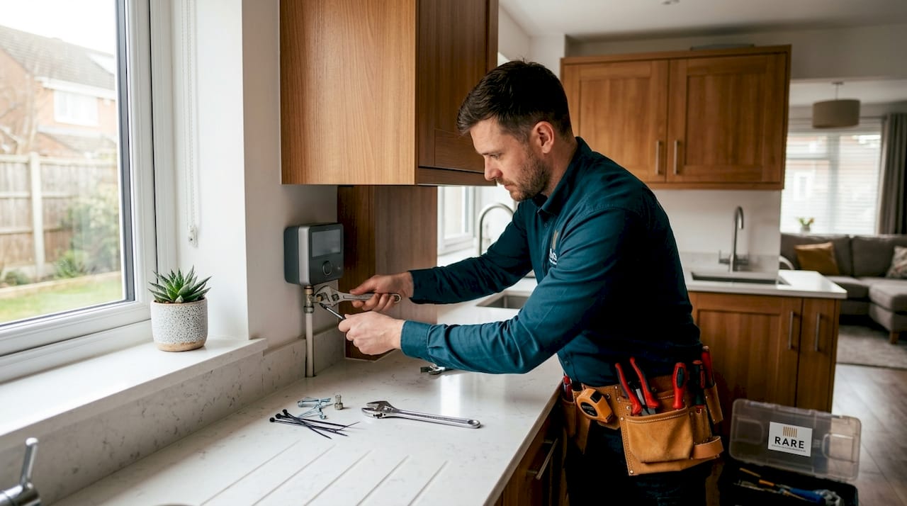 Installer working on zone heating controls