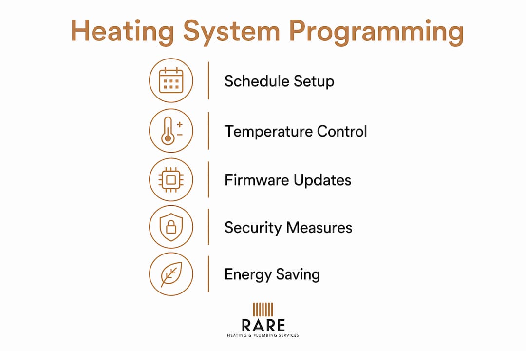 Infographic showing heating system programming steps