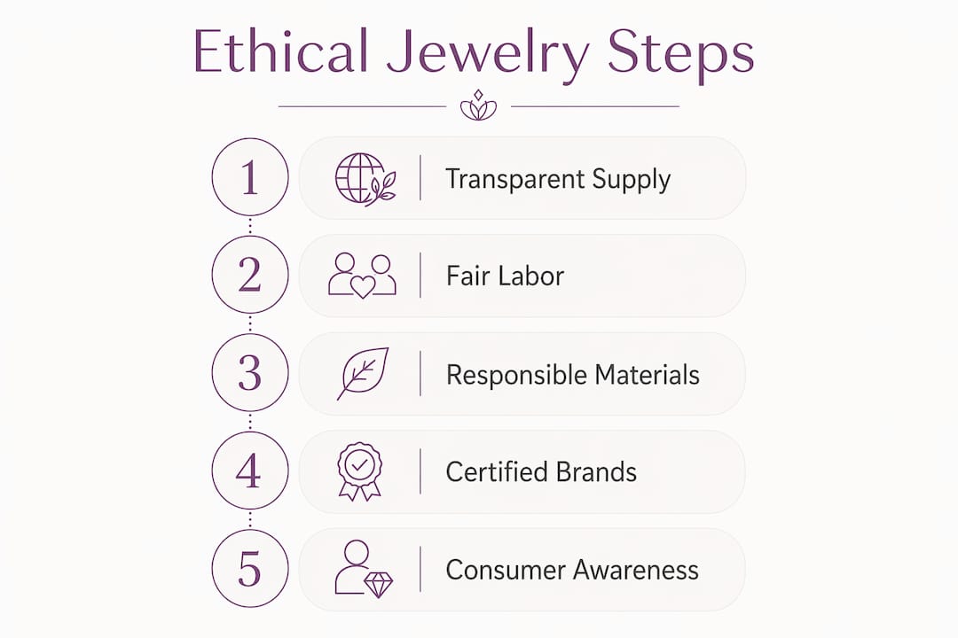 Infographic illustrating steps of ethical jewelry