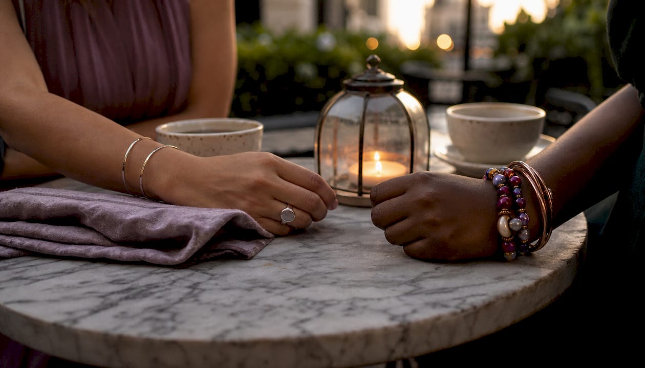 Contrasting minimalist and bold jewelry wrists