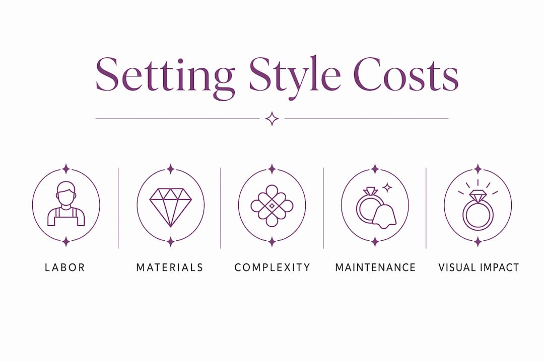 Infographic displaying factors influencing jewelry setting costs