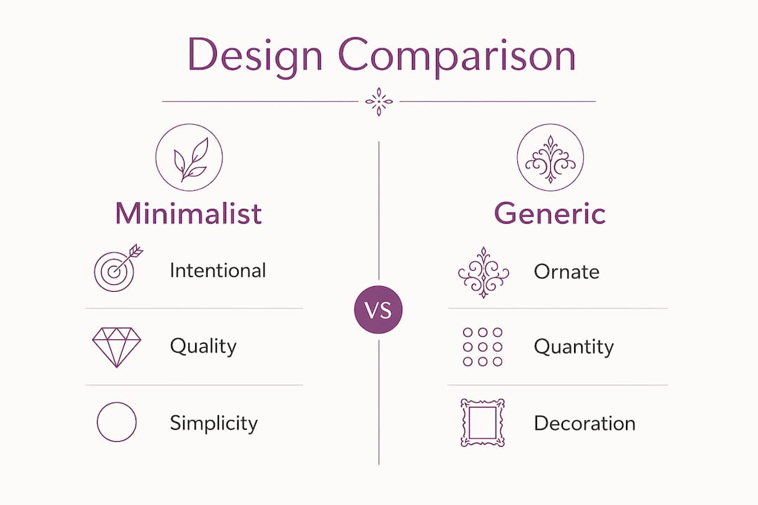 Infographic comparing minimalist and decorative jewelry design
