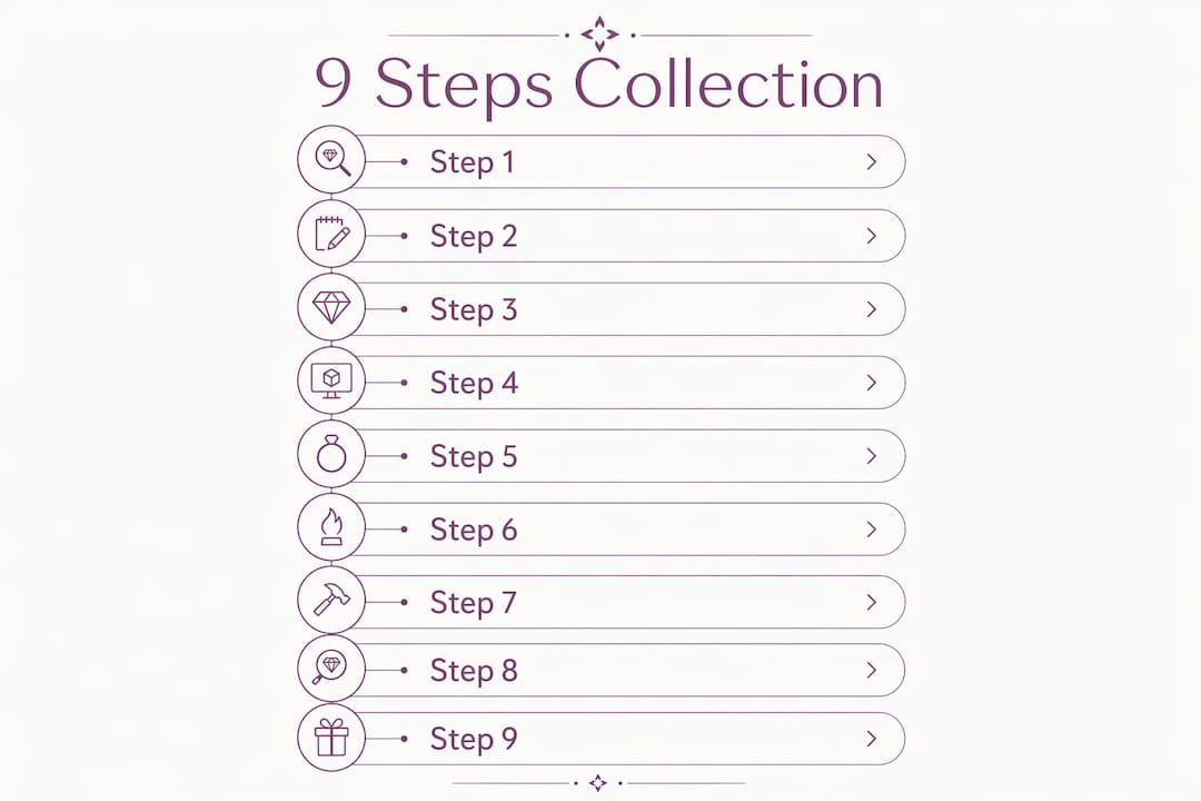 Infographic showing 9-step jewelry collection process