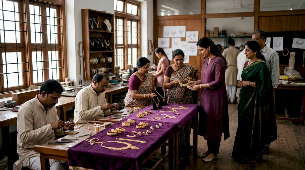 Artisans selling traditional jewelry at festival