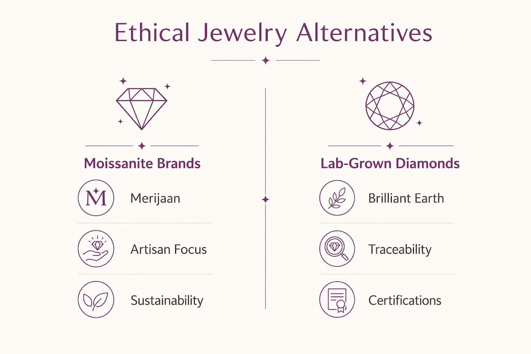 Infographic comparing two ethical jewelry brand categories