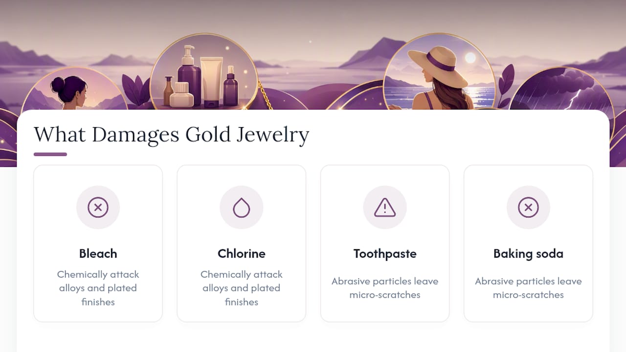 Gold jewelry cleaning products to avoid