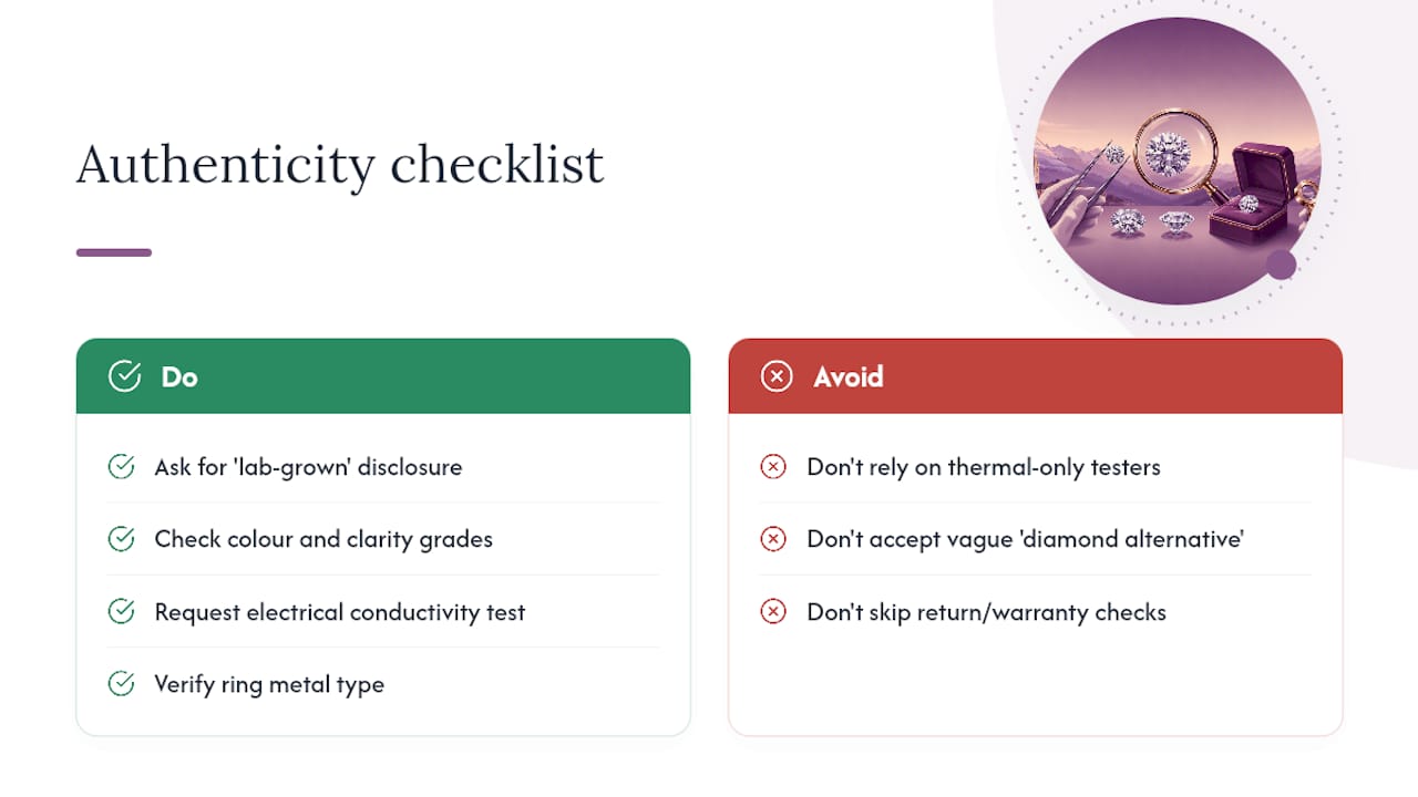 How to Verify Moissanite Authenticity and Quality — overview diagram