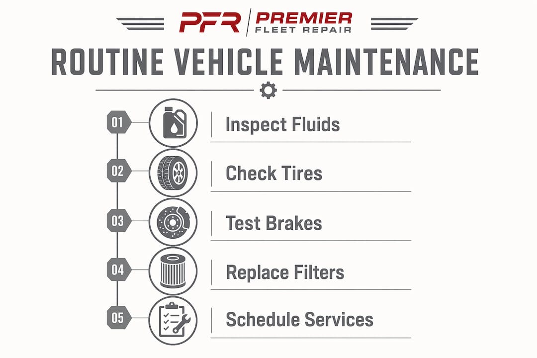 Infographic illustrating vehicle maintenance steps
