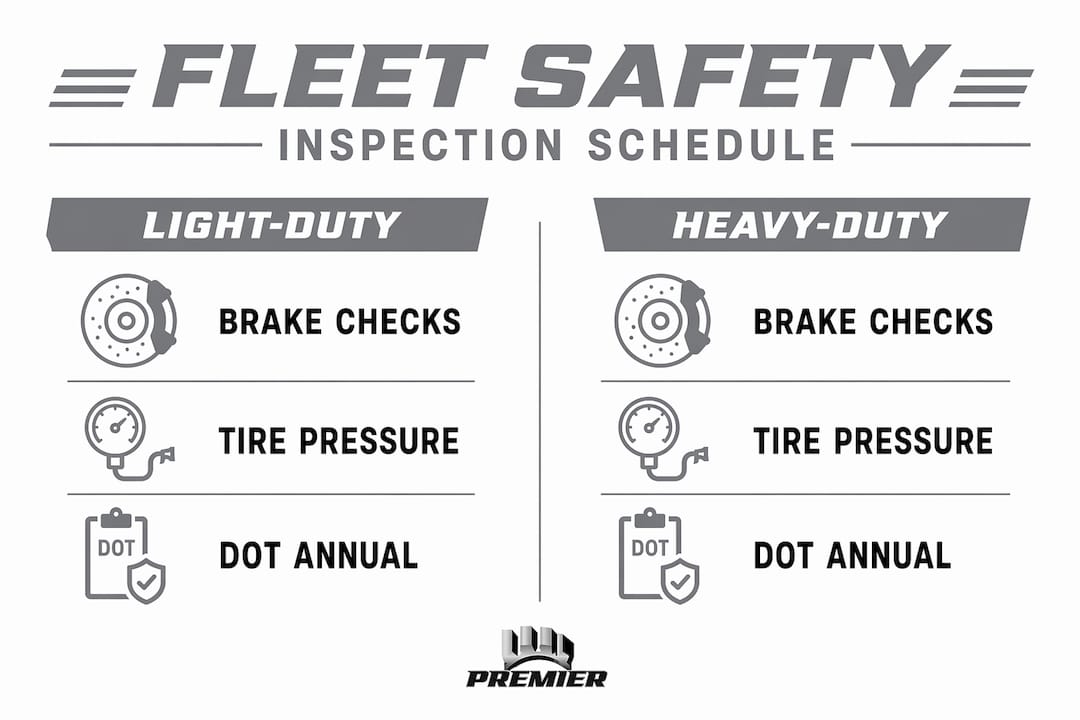 Infographic comparing light-duty and heavy-duty fleet inspections