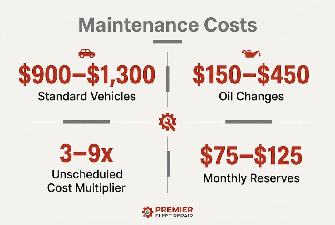 Infographic displaying vehicle maintenance cost statistics
