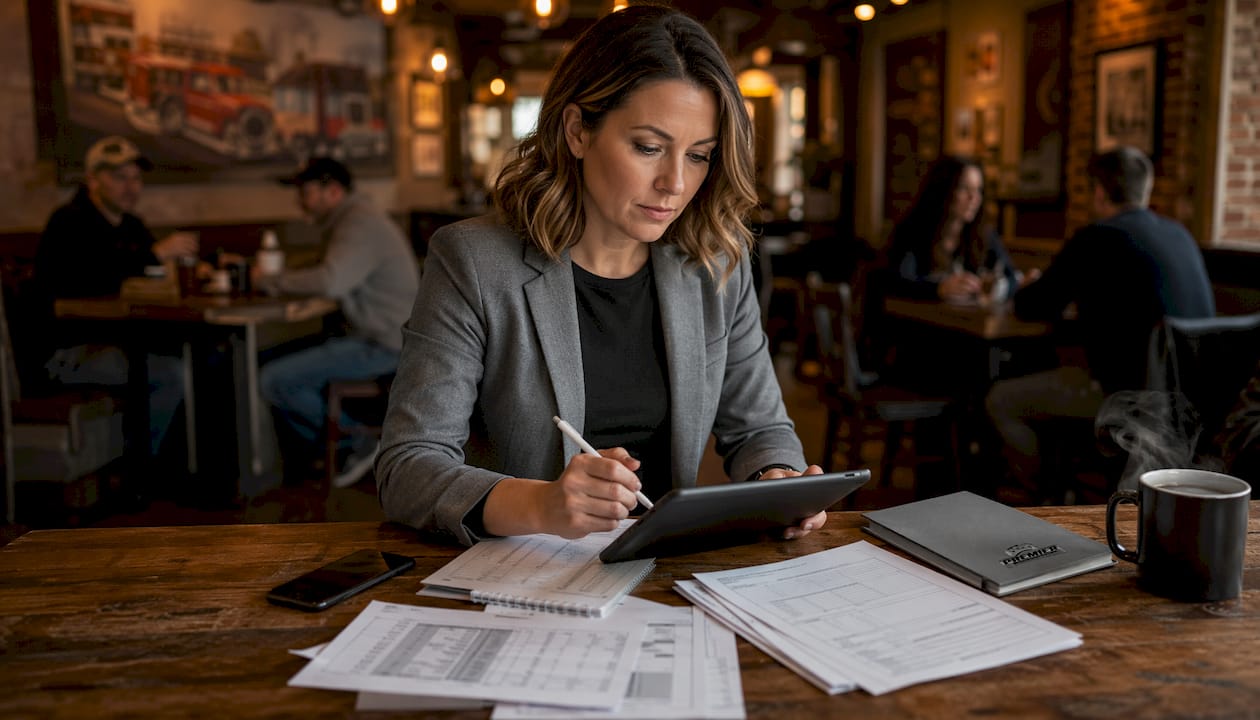 Fleet manager scheduling maintenance on tablet