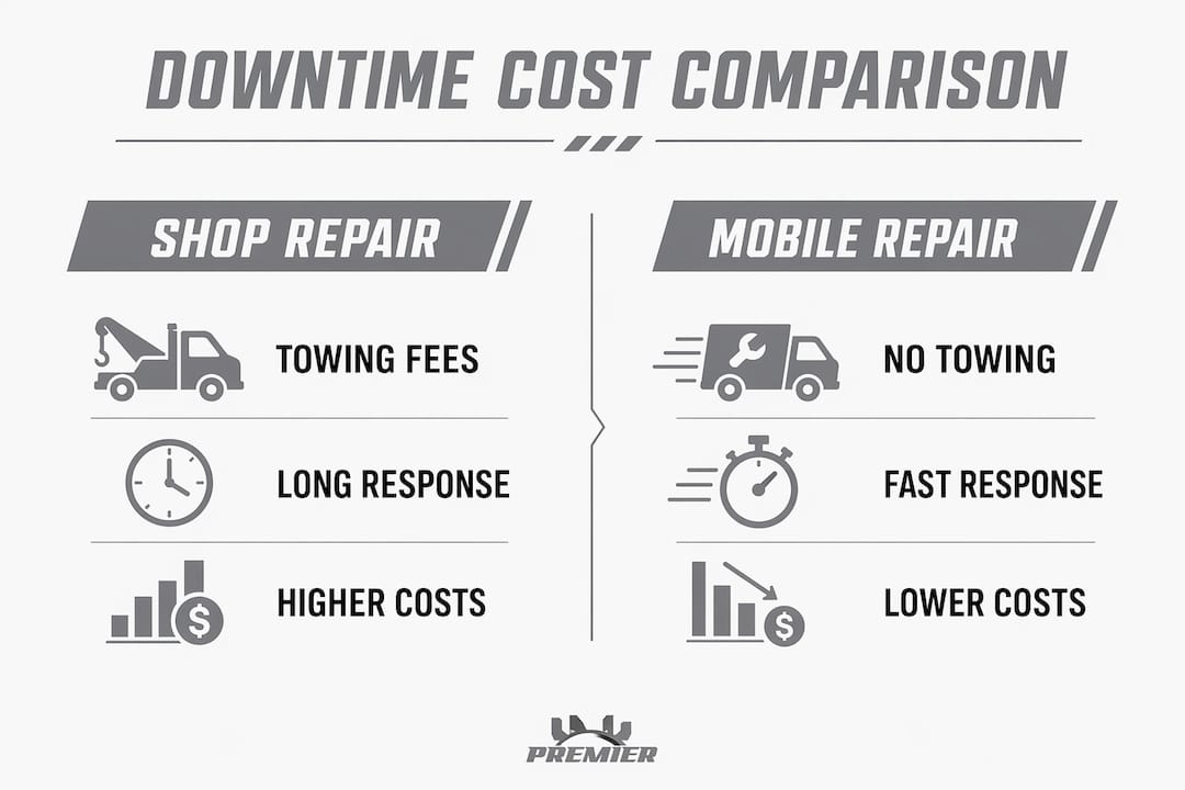Infographic comparing shop repair and mobile repair costs