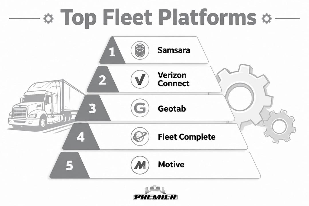 Infographic showing ranked top fleet management platforms
