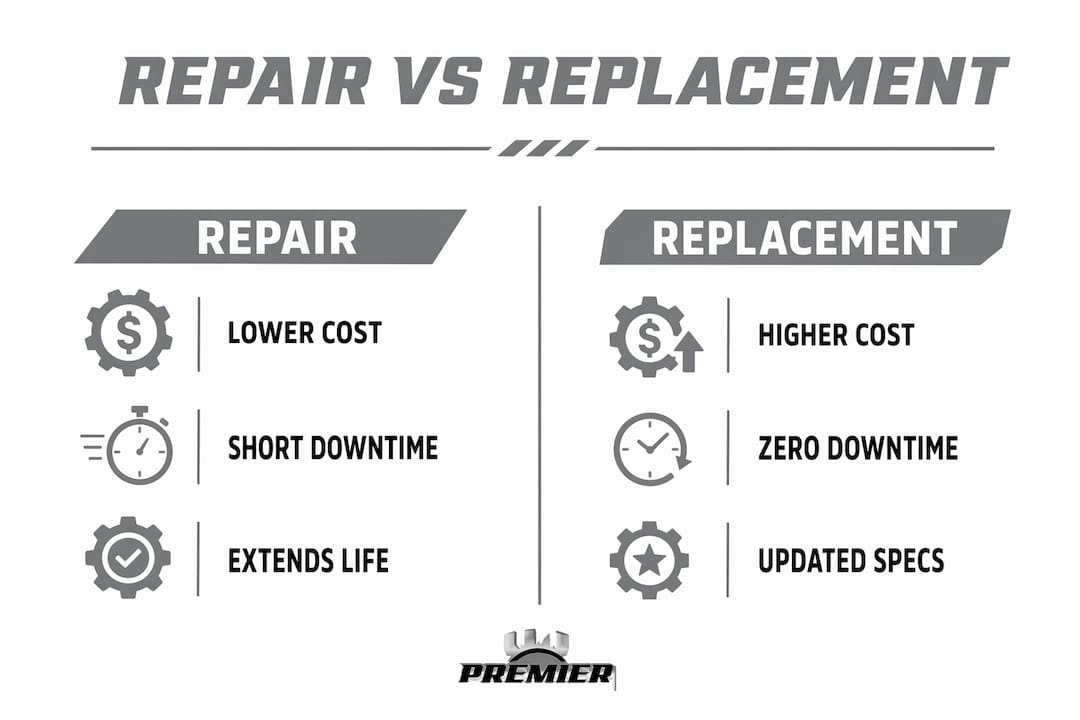 Infographic comparing vehicle repair and replacement factors