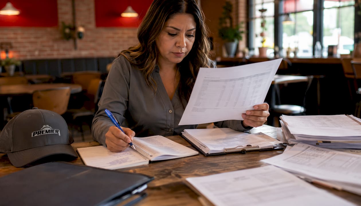 Fleet manager reviewing repair costs