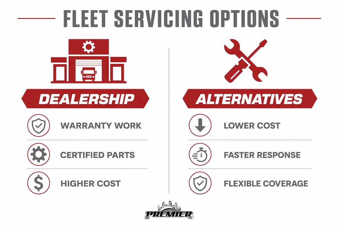 Infographic showing comparison of fleet servicing options