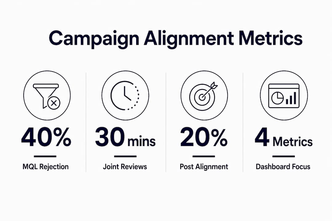 Infographic depicting key marketing and sales alignment metrics
