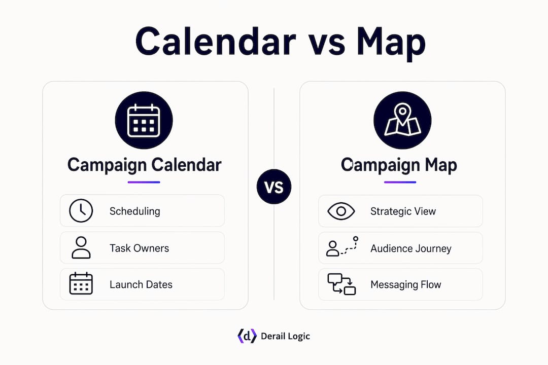 Infographic comparing campaign calendar and campaign map