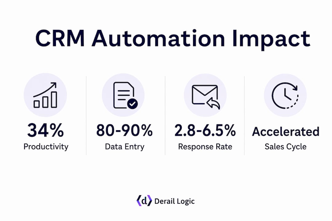 Infographic showing CRM automation productivity and sales stats