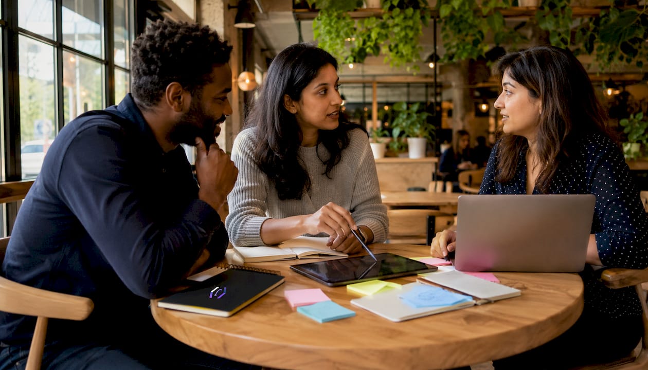 Marketing team discussing behavioral analytics features