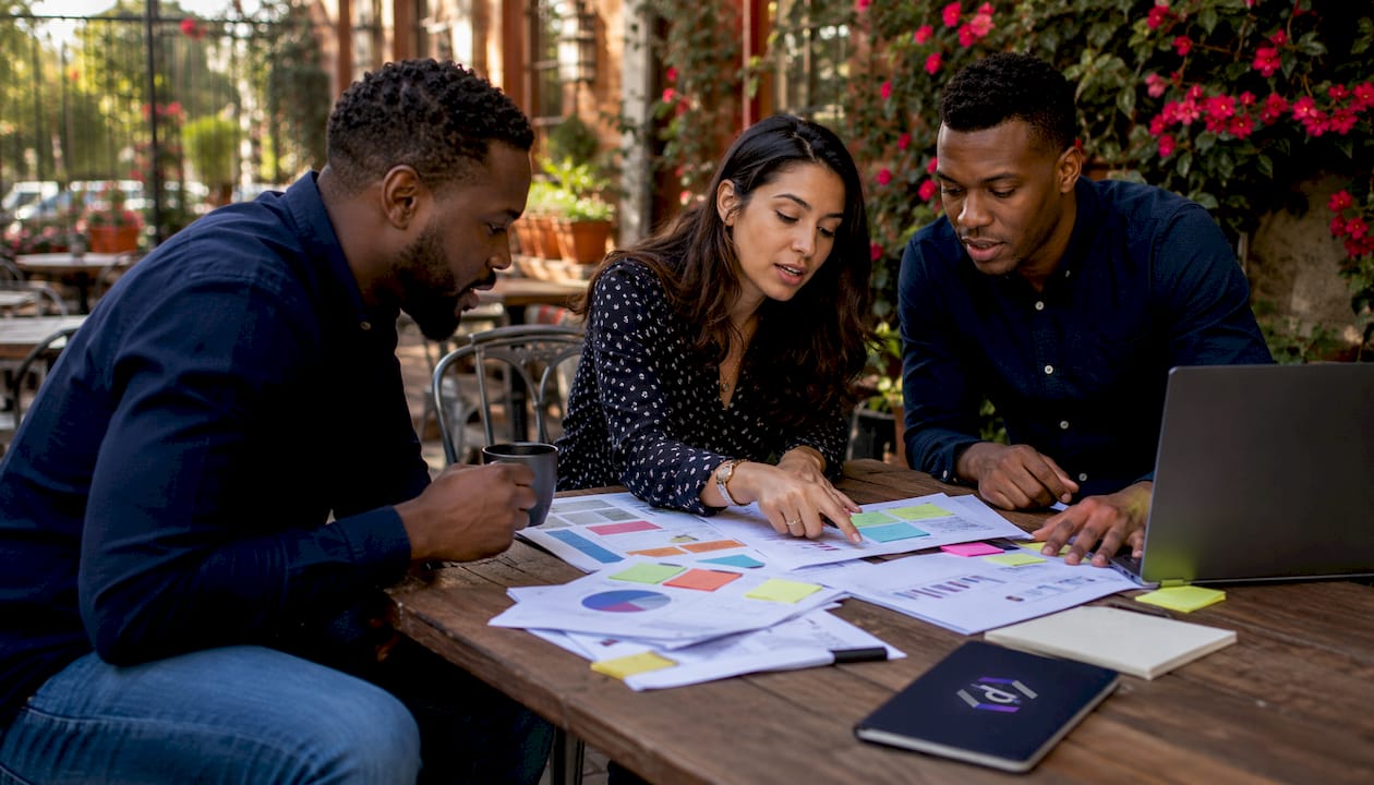 Team collaborating on marketing KPI strategy