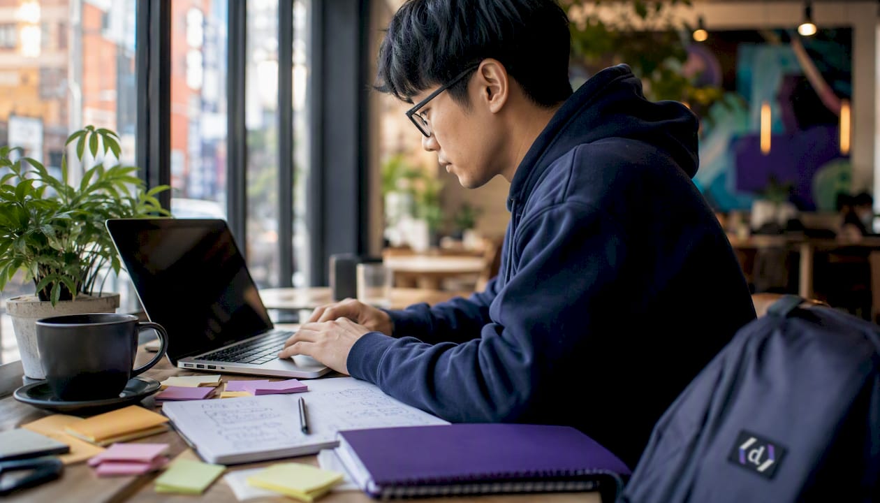 Man reviewing marketing audience data at home office