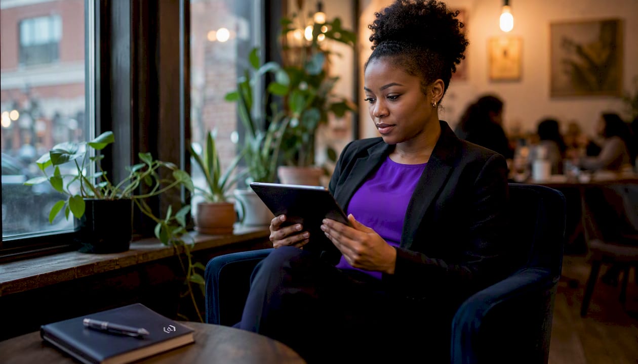 Sales rep reviewing lead queue on tablet