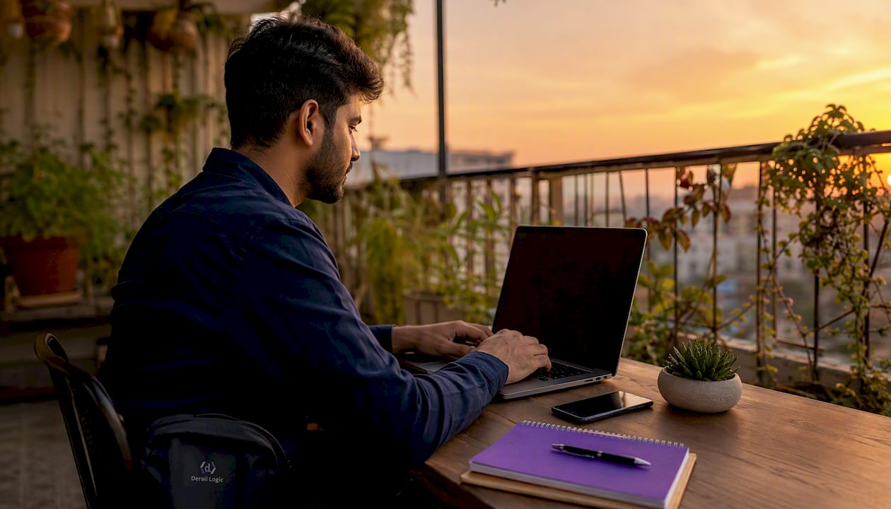 Hands typing with CRM alert on smartphone