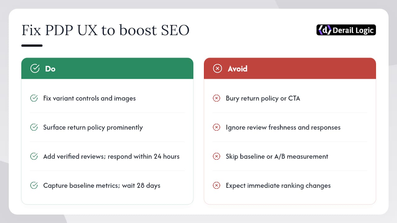 Why UX and SEO must work together on product pages — overview diagram