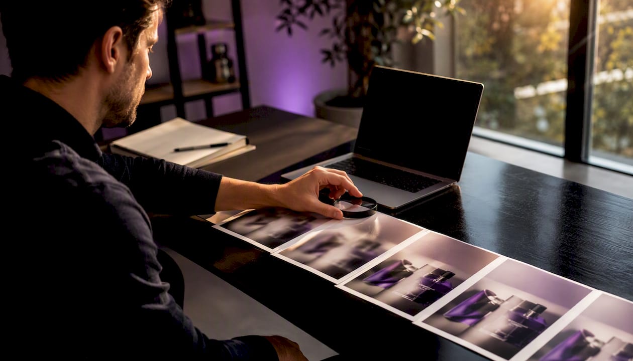 Hand adjusting filter near product images