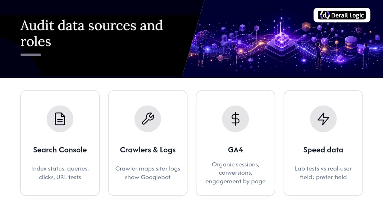 Ecommerce SEO audit data sources mapped