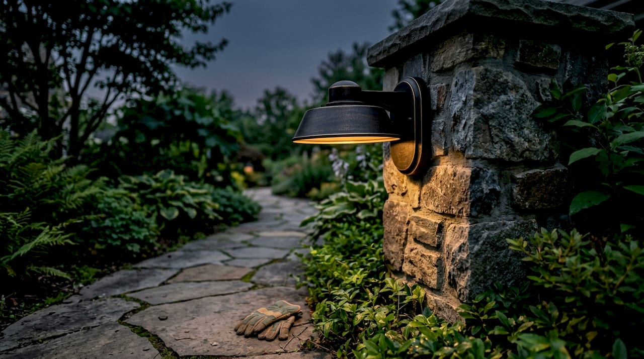 What Is Night Sky Friendly Lighting for Homeowners Close-up of full cutoff dark sky compliant fixture