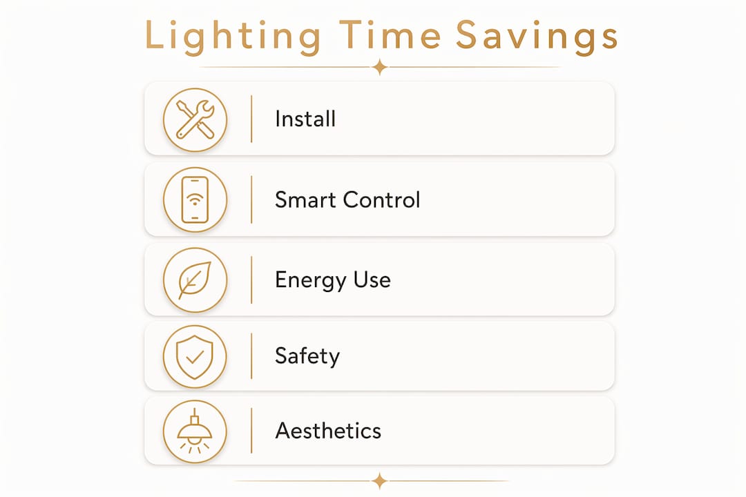 Infographic showing key lighting time-saving benefits