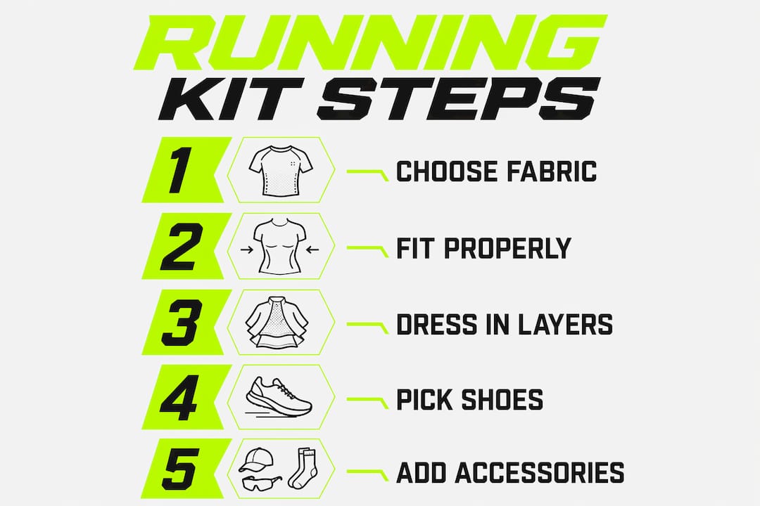 Infographic showing five key steps for running attire