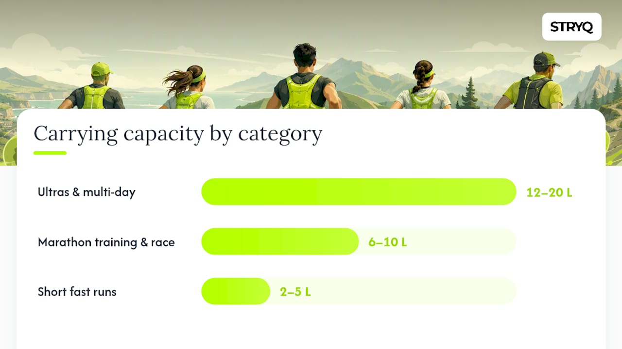 Diagram comparing running vest pocket categories