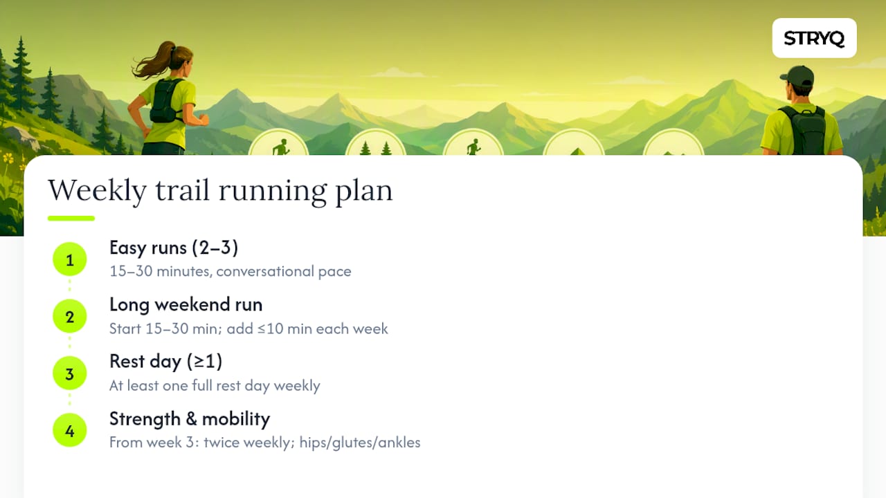 Weekly training plan for beginner trail runners