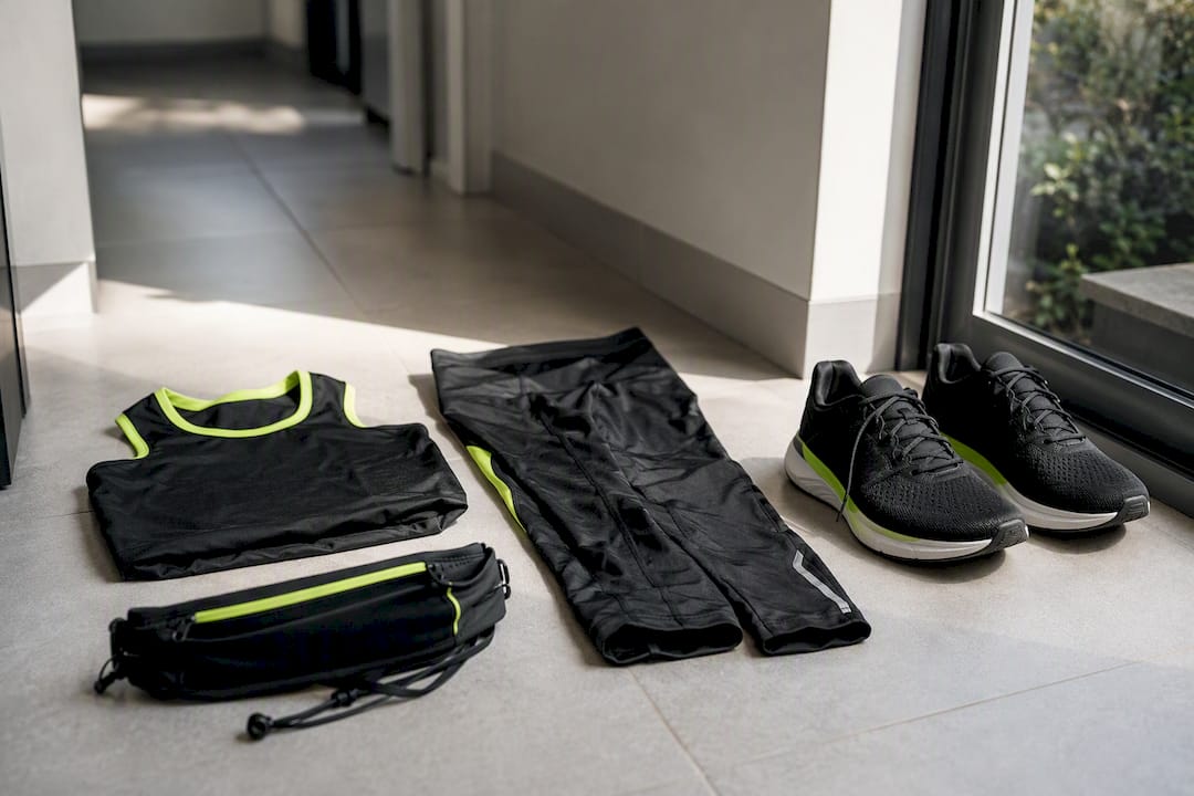 Running clothes laid out for morning run