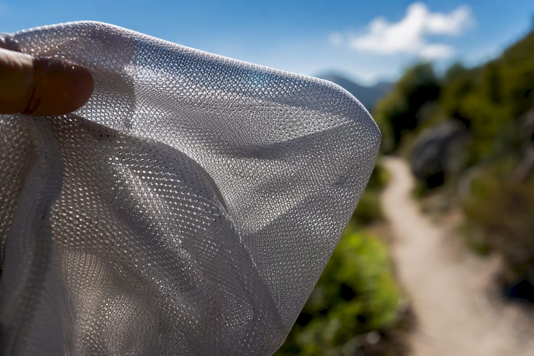 Close-up of breathable mesh fabric weave