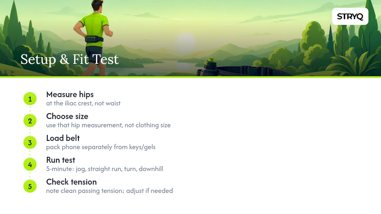 How the Stryq running belt addresses bounce — overview diagram