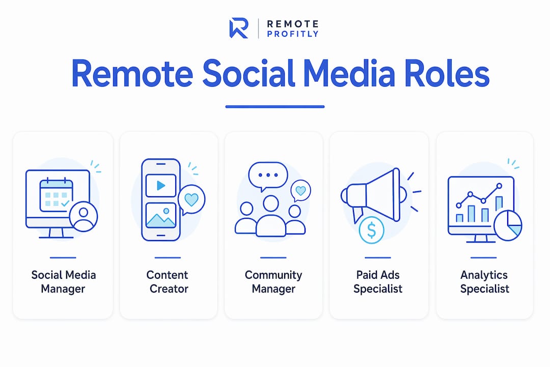 Infographic showing key remote social media roles