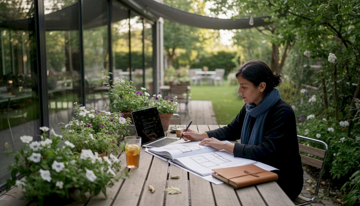 Person reviewing vetting checklist in home office