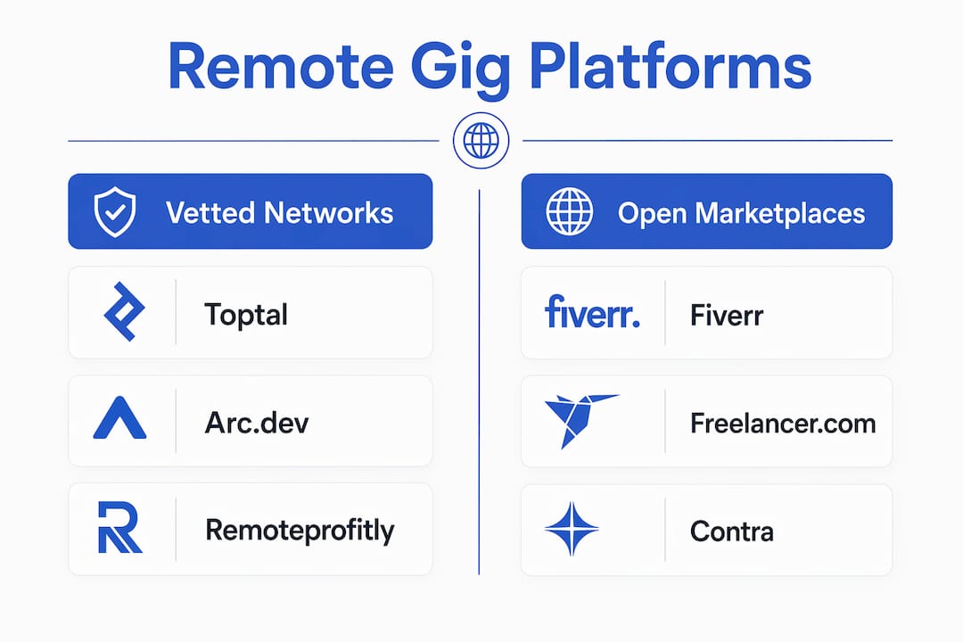 Infographic comparing vetted networks and open marketplaces