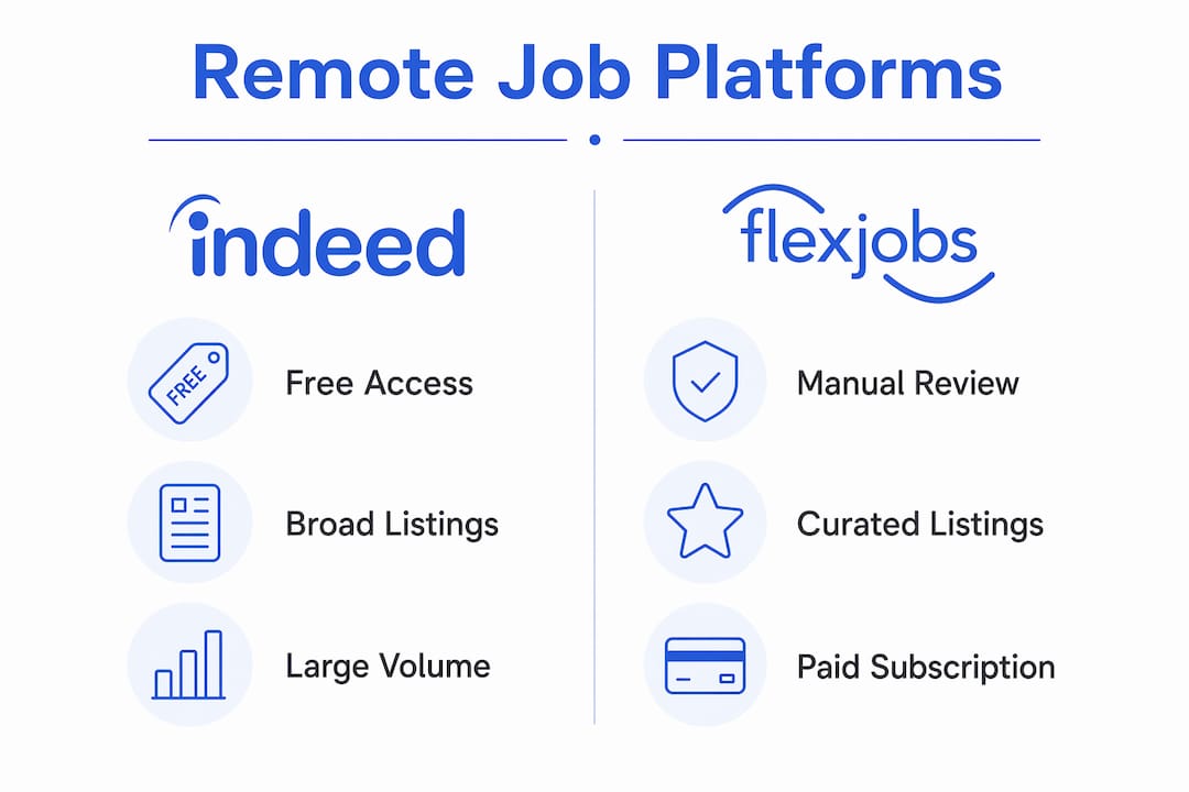 Infographic showing comparison of Indeed and FlexJobs