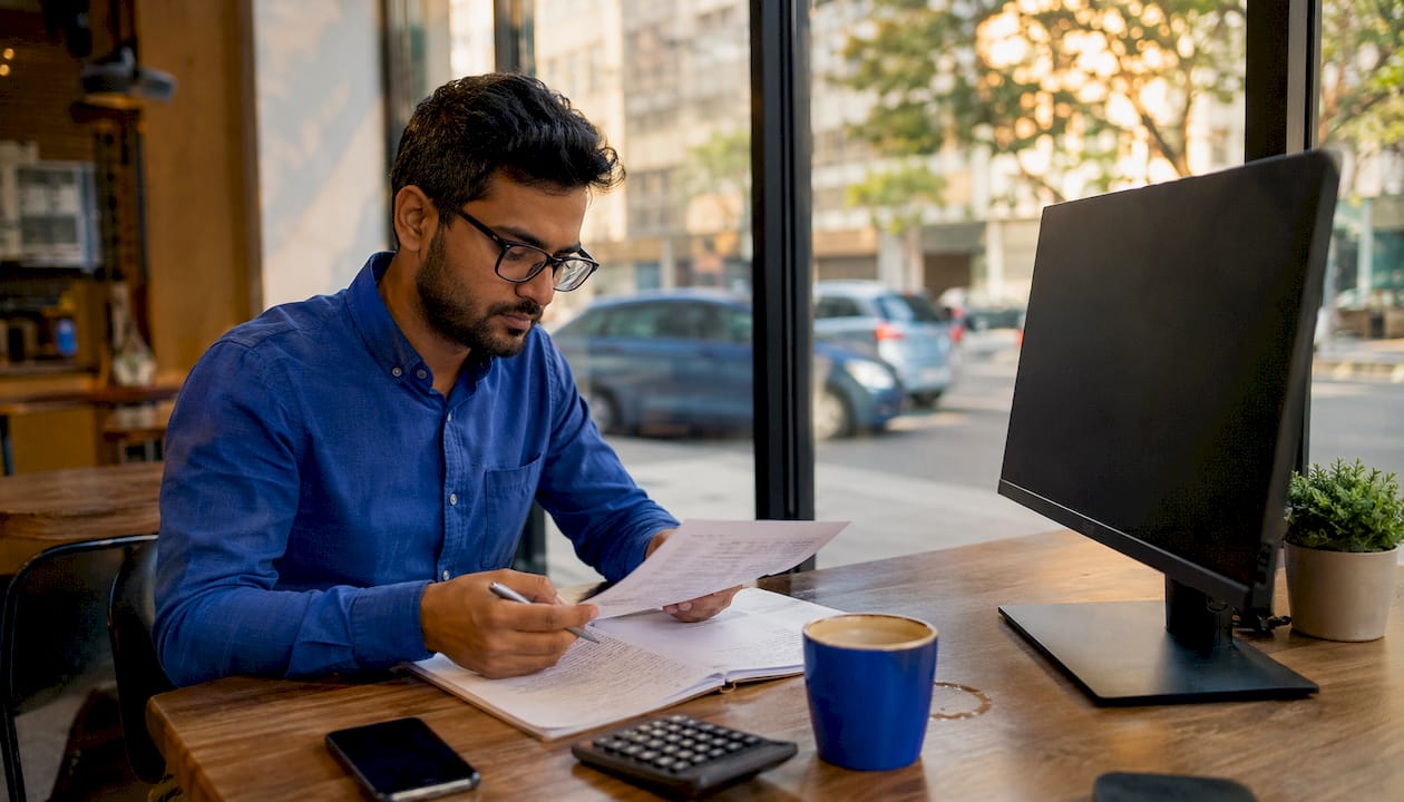 Tutor managing earnings at home desk