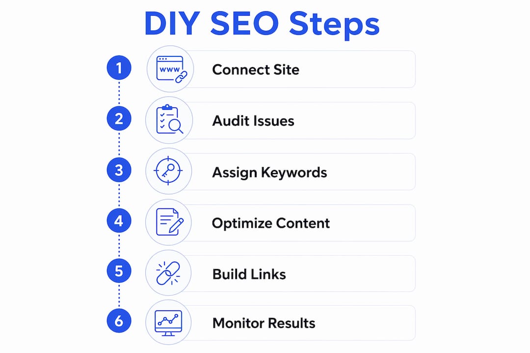 Infographic illustrating step-by-step DIY SEO process