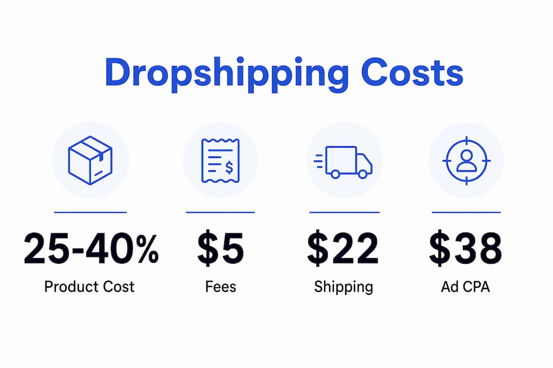 Infographic detailing dropshipping cost components