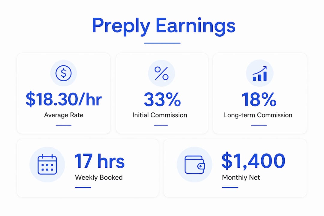 Infographic showing key Preply tutor earnings stats