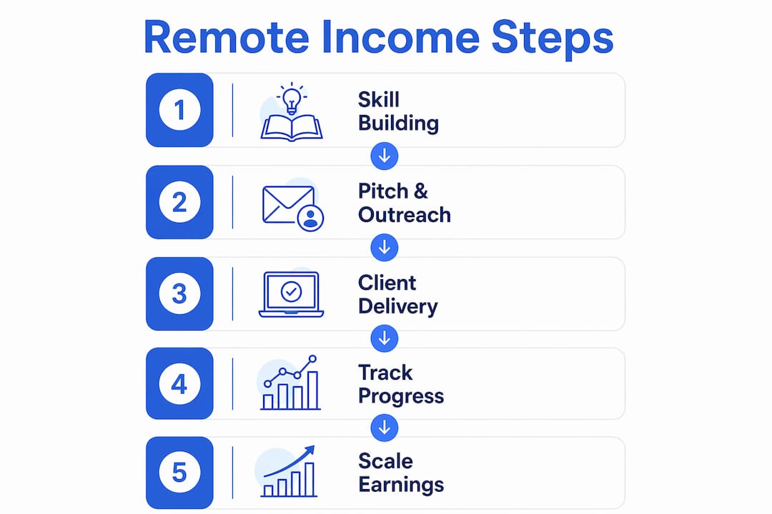 Infographic showing remote income steps