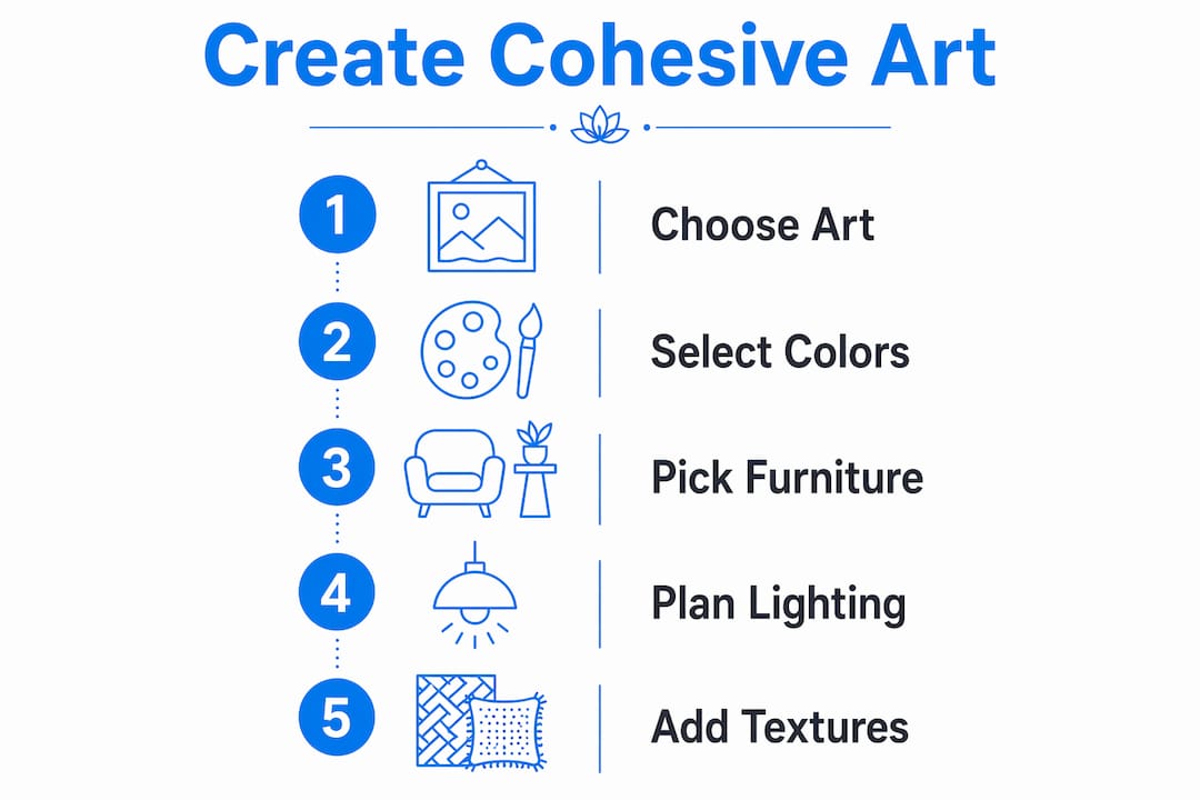 Infographic showing steps to cohesive home art theme
